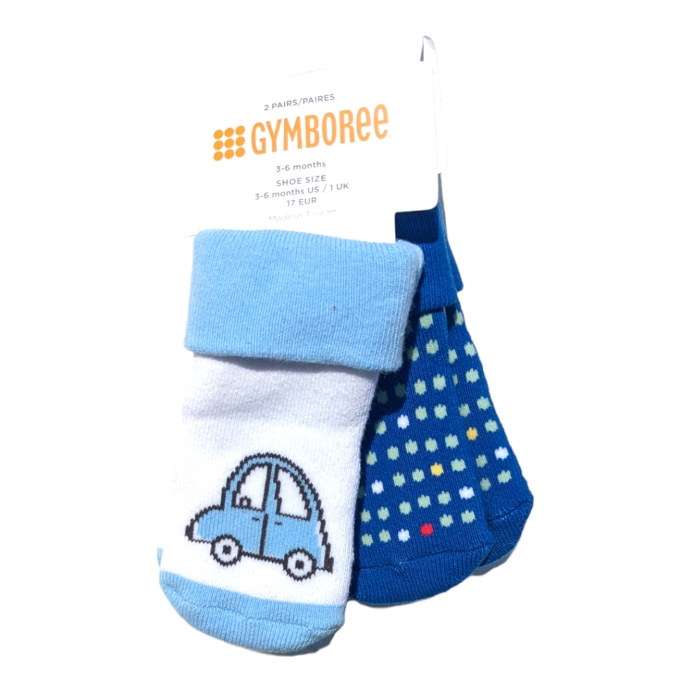 Gymboree 3-6m Car/Dots White/Blue Socks
